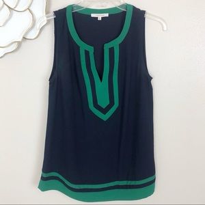 41 Hawthorn tunic colorblock blouse navy & green